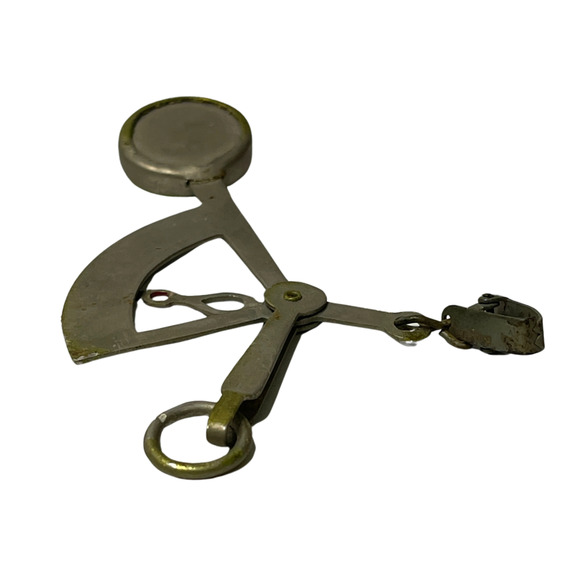 Vintage 1950s 60s Postal Scale Handheld Hanging w/ Leather Case Brass Balance - Picture 5 of 12